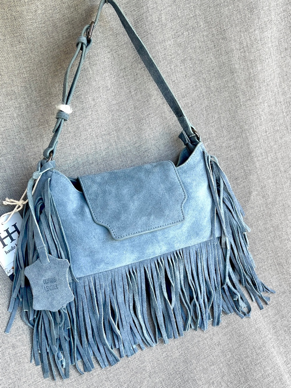 Haute Hippie Genuine Suede Fringe Shoulder bag Blue - Picture 1 of 11